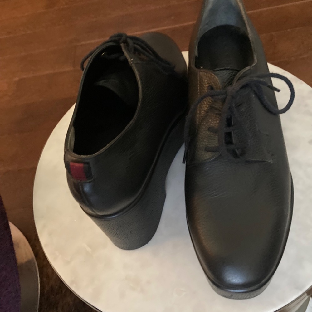 Robert Clergerie Wedged Platform Lace Ups, Black Leather, Like New - Picture 5 of 7